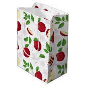 Rode appels, bloesems en groen patroon medium cadeauzakje (Achterkant Gekanteld)
