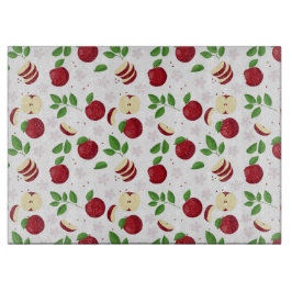 Rode appels, bloesems en groen patroon snijplank