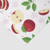 Rode appels, bloesems en groen patroon tissuepapier (Detail)