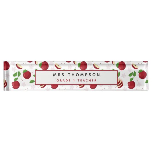 Rode Appels, Bloesems Gepersonaliseerde Leraar Naa Naambordje (Voorkant)