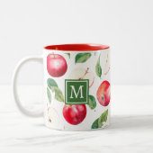 Rode appels botanisch monogram tweekleurige koffiemok (Links)