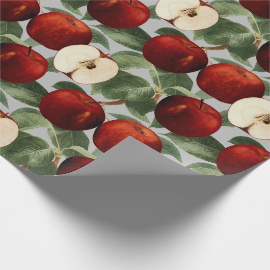 Rode appels Botanische grijze Waterverf Cadeaupapier (Hoek)