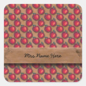 Rode appels bruin vierkante sticker (Voorkant)