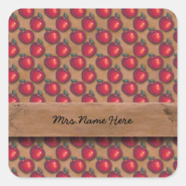 Rode appels bruin vierkante sticker