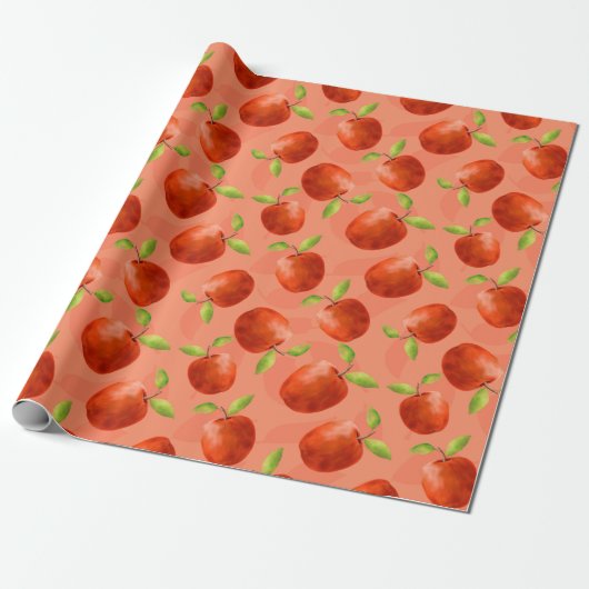 Rode appels cadeaupapier (Uitgerold)