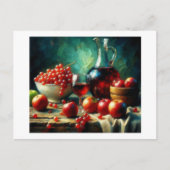 Rode appels, druiven, wijn, briefkaart (Voorkant)