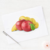 Rode appels en banaan ovale sticker (Envelop)