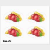 Rode appels en banaan ovale sticker (Vel)