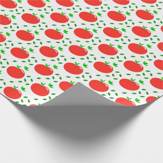 Rode appels en groene bladeren cadeaupapier (Hoek)