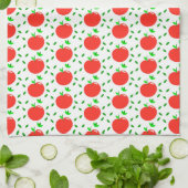 Rode appels en groene bladeren theedoek (Gevouwen)
