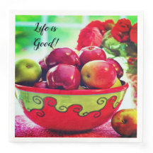 Rode appels en Rozen Het leven is goed dinerservet