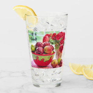 Rode Appels en Rozen Het Leven is Goed Drinken Glas