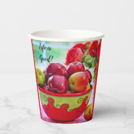 Rode appels en Rozen Het leven is goed Papieren be Bekers