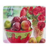 Rode appels en Rozen Het leven is goed Snijplank (Voorkant)