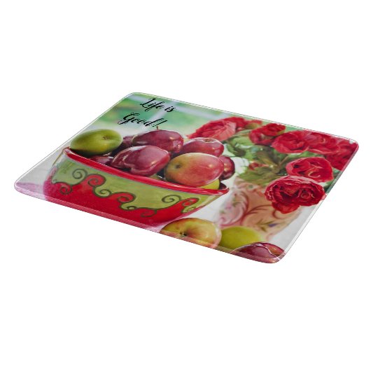 Rode appels en Rozen Het leven is goed Snijplank (Hoek)