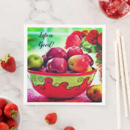 Rode appels en rozen Leven is goed tafelservet Servet