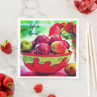 Rode appels en rozen Leven is goed tafelservet Servet