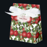 Rode appels fruit inblikken cadeau bedankdoosjes<br><div class="desc">Rode appels die tussen groene bladeren hangen.</div>