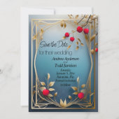 Rode appels gouden bladeren bruiloft save the date (Voorkant)