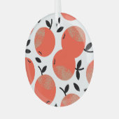 Rode appels: Gouden gestructureerd patroon. Glas Ornament (Voorkant links)