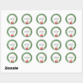 Rode Appels & Groene Gingham Custom Ronde Sticker (Vel)