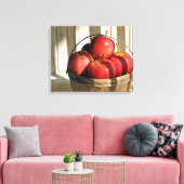 Rode appels in Bushel Basket Canvas Afdruk (Insitu (Woonkamer))