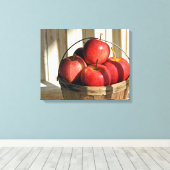 Rode appels in Bushel Basket Canvas Afdruk (Insitu (Houten vloer))