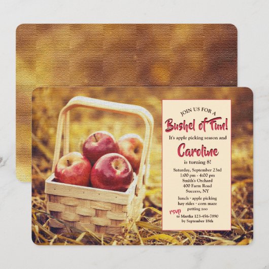 Rode appels in een mand uitnodiging (Voorkant / Achterkant)