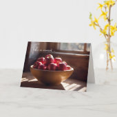 Rode appels in houten kom kaart (Gele Bloem)