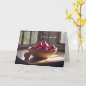 Rode appels in houten kom kaart (Gele Bloem)