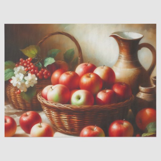 rode appels mand stilleven schilderij decoupage tissuepapier (Voorkant)