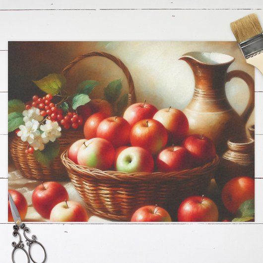 rode appels mand stilleven schilderij decoupage tissuepapier