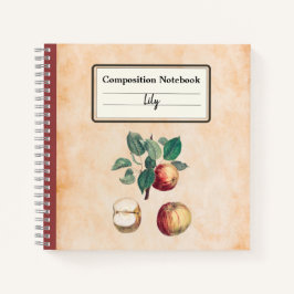 Rode appels met bladeren gepersonaliseerde samenst notitieboek