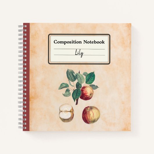 Rode appels met bladeren gepersonaliseerde samenst notitieboek (Voorkant)