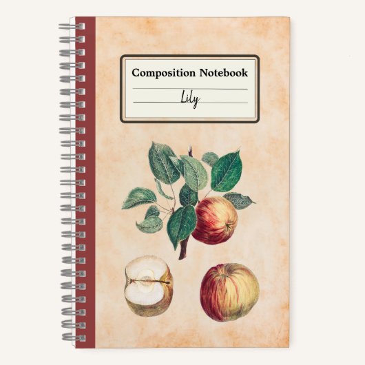 Rode appels met bladeren gepersonaliseerde samenst notitieboek (Voorkant)