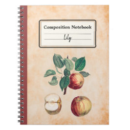 Rode appels met bladeren gepersonaliseerde samenst notitieboek