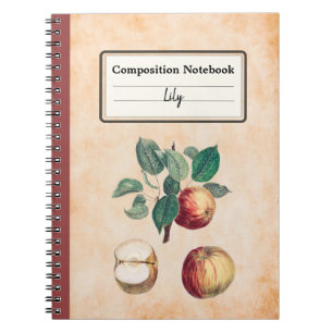 Rode appels met bladeren gepersonaliseerde samenst notitieboek