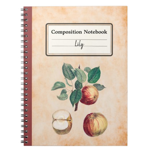 Rode appels met bladeren gepersonaliseerde samenst notitieboek (Voorkant)