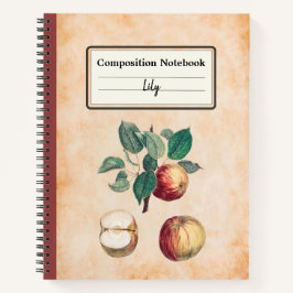 Rode appels met bladeren gepersonaliseerde samenst notitieboek