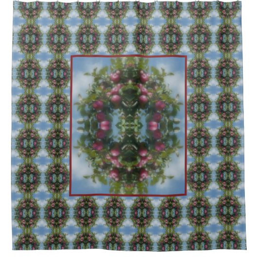 Rode appels op Abstracte boomverf Douchegordijn (Voorkant)