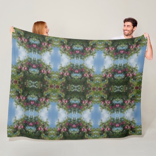 Rode appels op Abstracte boomverf Fleece Deken (In situ)