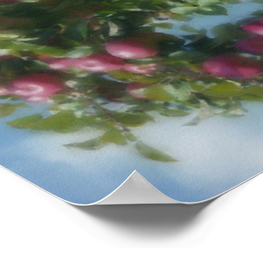 Rode appels op Abstracte boomverf Poster (Hoek)