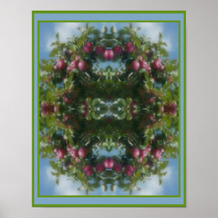 Rode appels op Abstracte boomverf Poster