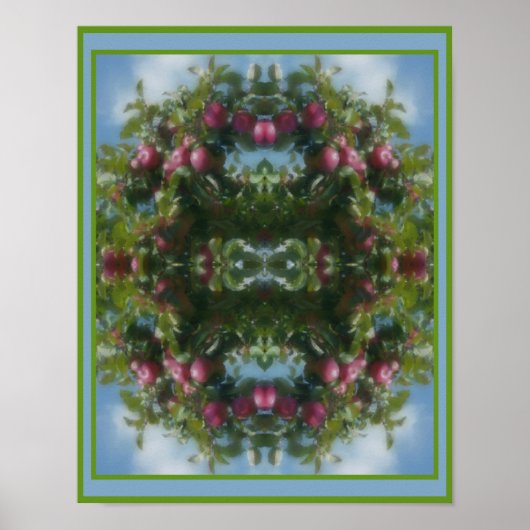 Rode appels op Abstracte boomverf Poster (Voorkant)
