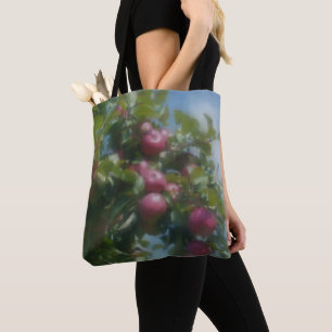 Rode appels op boomfoto's tote bag