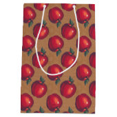 Rode appels op bruin papier medium cadeauzakje (Achterkant)
