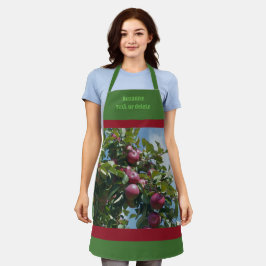 Rode appels op de boom land gepersonaliseerd schort