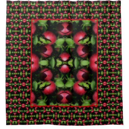 Rode appels op de boom Natuur Abstract Douchegordijn (Voorkant)