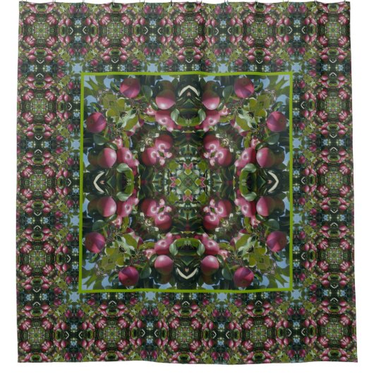 Rode appels op de Natuur van bomen Douchegordijn (Voorkant)