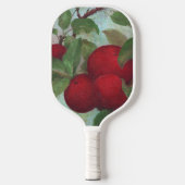Rode appels op groen pickleball paddle (Voorkant)